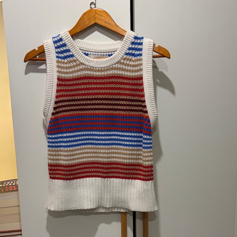 LOFT Colorful Striped Knit Tank Top